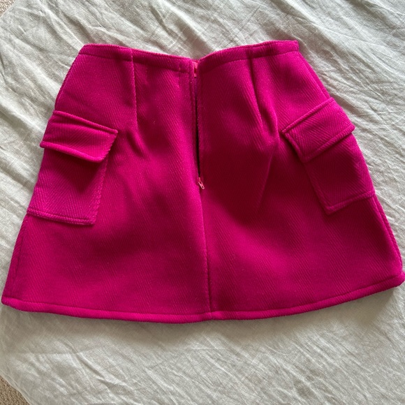 Maison Cleo handmade hot pink wool miniskirt with slit, never worn FR 36/Small - Picture 4 of 10